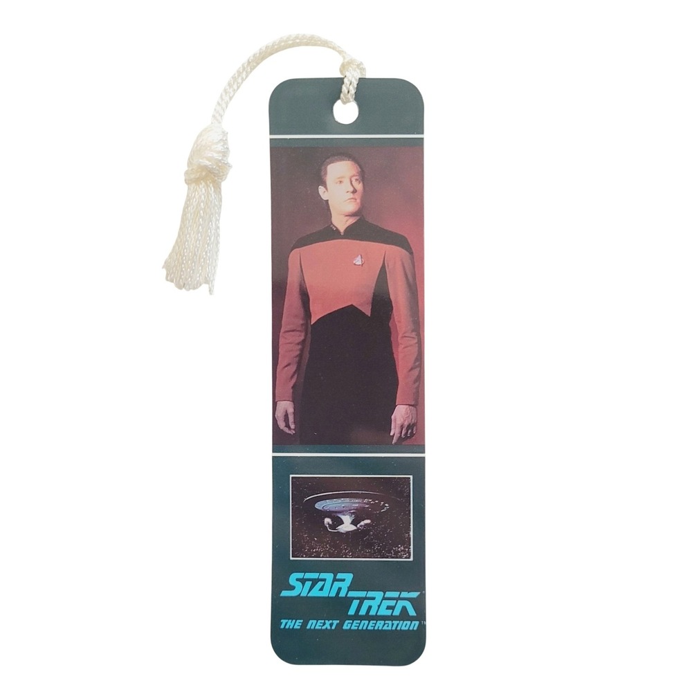 Vintage 90s Star Trek DATA Bookmark- Next Gen- Brent Spiner- 1991 Antioch H-1567